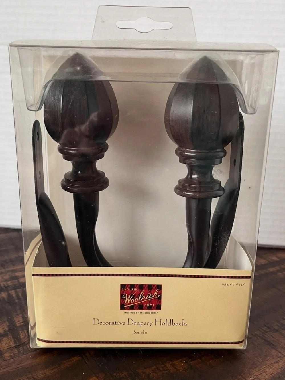 Woolrich Metal Curtain Holdback Hook / Drapery Tieback Brown Rustic NEW